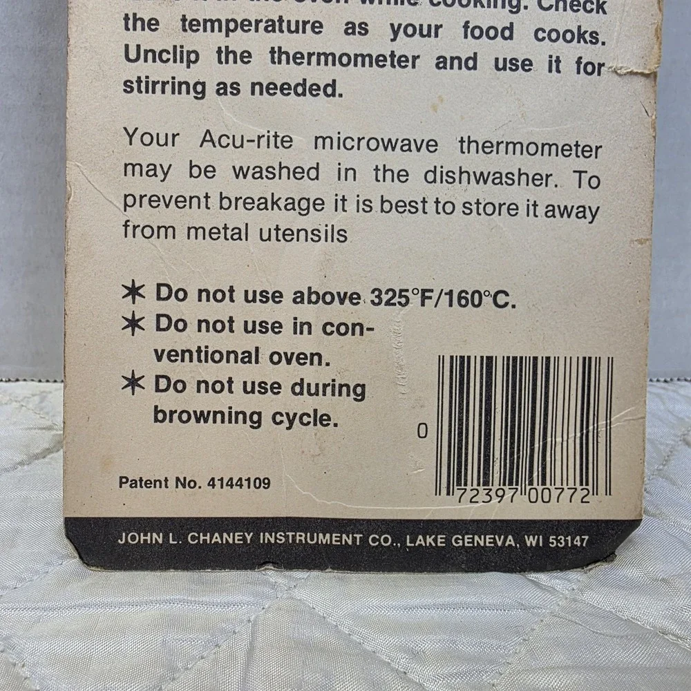 Vintage Acu-Rite Microwave Food and Candy thermometer -NEW-